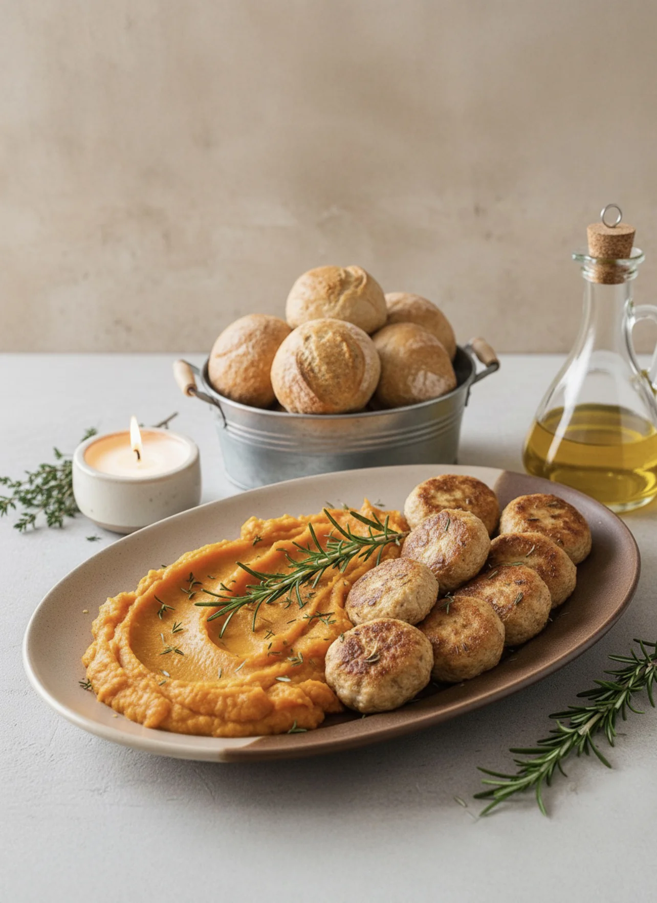 BAL KABAĞI PÜRESİ İLE TAVUK KÖFTELERİ